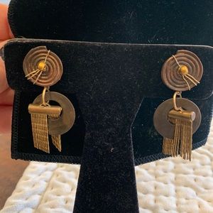 Handmade Artisan Studio Mixed Metal Patina Earrings-NWT